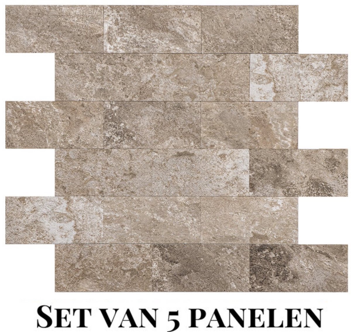 Wallways Wandpanelen - Plaktegels - Set van 5 Tegels - Tegelsticker - Zelfklevende Tegels - 4MM dik - Aluminium toplaag- Waterdicht - Krasbestendig - Hittebestendig - 3M Kleeflaag - Bricked Taupe