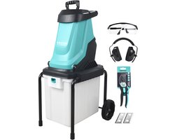 VENTRA® Elektrische Hakselaar - Wood Shredder - 2800W – Voor Takken Tot Ø45mm – 55L Opvangbak - 4500 RPM - Veiligheidsuitrusting, Snoeischaar en Reservemessen