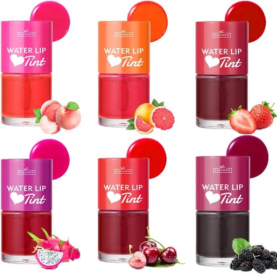 Lip Tint Fleck Set met 6 kleuren, duurzame waterdichte lipgloss, Koreaanse lippenolie, multi-use lip- & cheek kleuring voor vrouwen