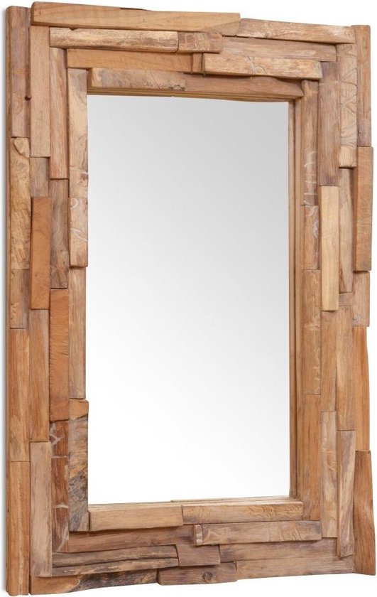 bol.com | vidaXL Decoratieve spiegel rechthoekig 90x60 cm teakhout