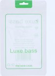 Verpakking met de tekst 'Luxe bass', 'THE NEW CASE' en een streepjescode.