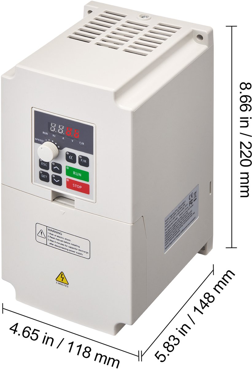 VFD Snelheidsregelaar Voor Motor Industriële Omvormer Met Ventilatorkoeling Frequentieomvormer Eenfasig Tot Driefasig Wisselstroom 220 V 1,5 KW VFD-omvormer Spindelmotor Toerentalregeling Vevor Omvormer 3000W Toerentalregelaar Voor Motor
