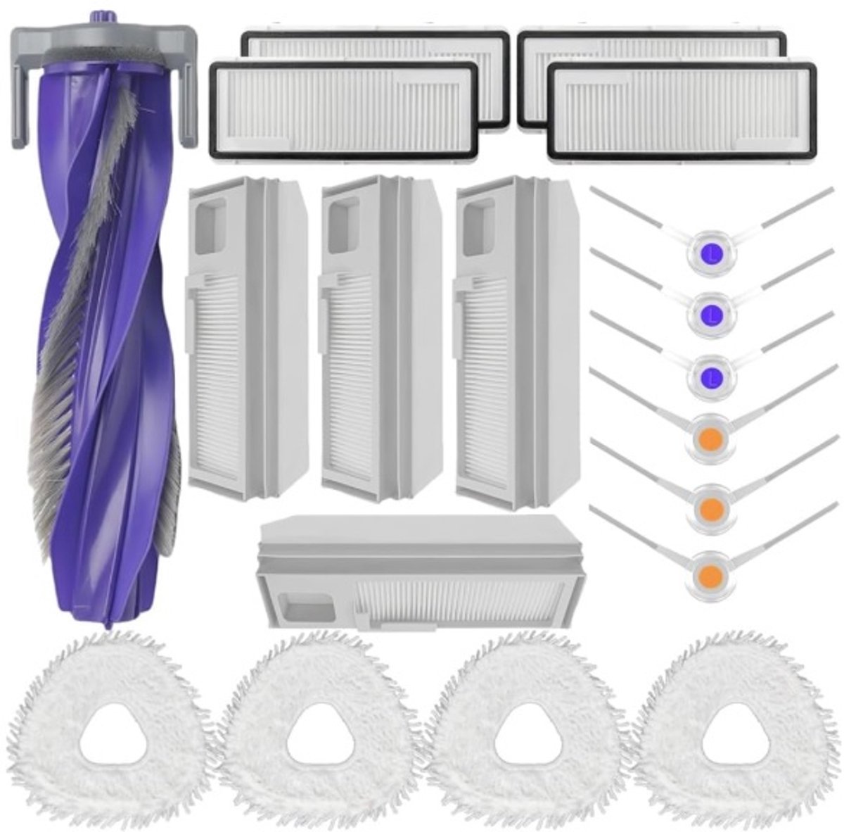 set onderdelen compatibel met Narwal Freo X Ultra, 19 stuks, reserveonderdelen, accessoireset, zuigrobot, accessoires met 1 hoofdborstel, 8 filters, 4 wisdoeken, 6 zijborstels - hoogwaardige vervanging