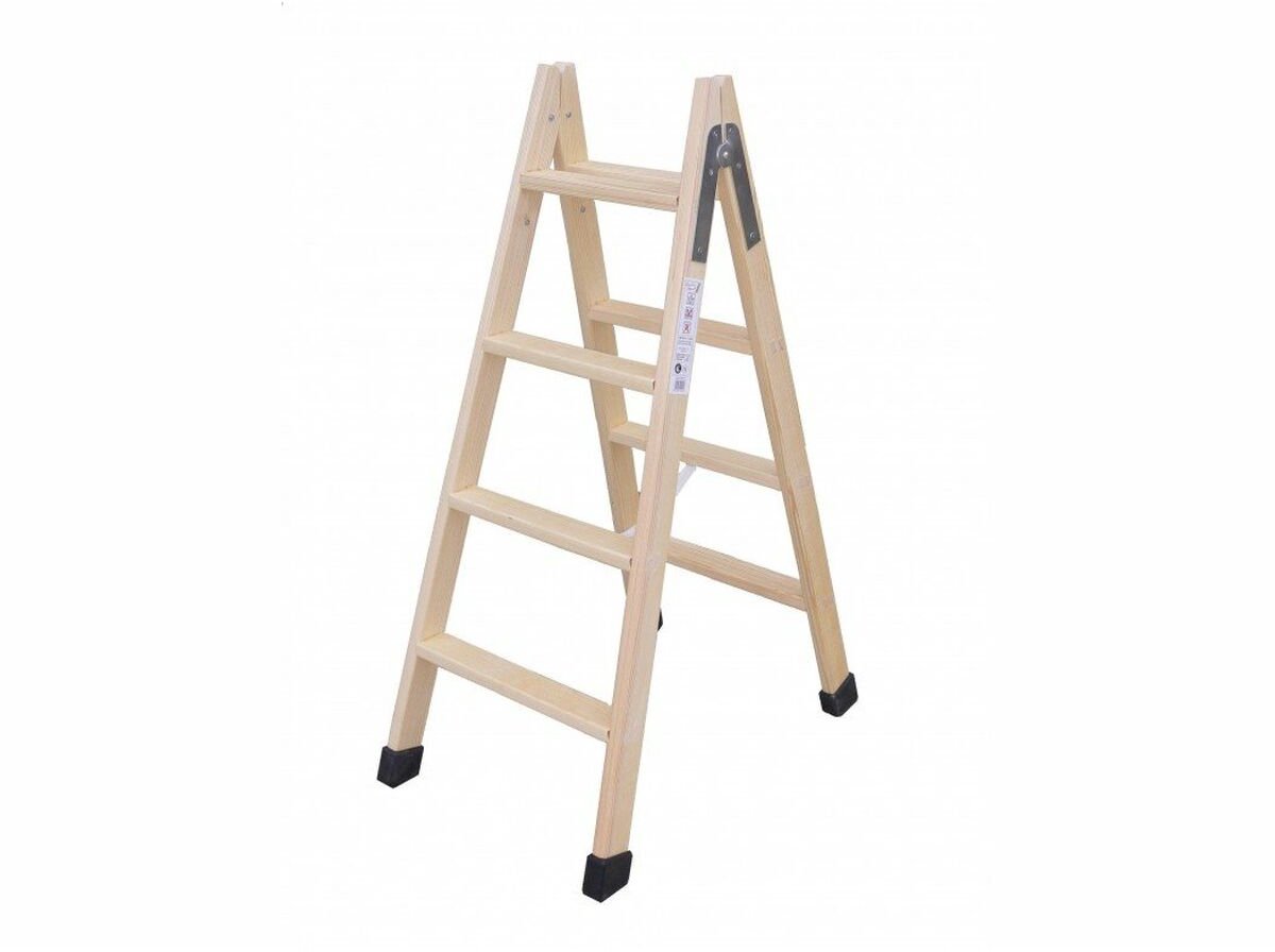 Opvouwbare ladder met 6 tredes Plabell Hout 164 x 31/55 cm