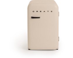 CREATE - Koelkast in retrostijl - Zand - Handvat Hout - FRIDGE RETRO 107L