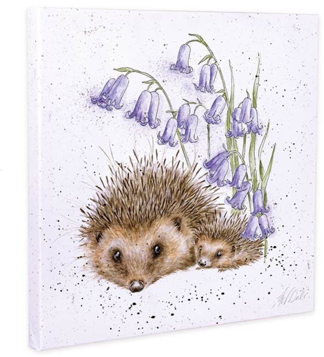Wrendale Designs Wrendale Canvas Lijst Love and Hedgehugs Wit met afbeelding