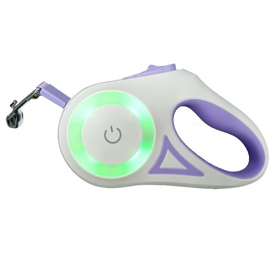 Pawello Intrekbare Hondenriem met LED – 5 Meter – Handsfree & 360° Klitvrij – Rem, Pauze & Slotfunctie – Voor Middelgrote en Grote Honden tot 45 kg