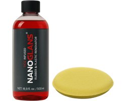 Nanoglans Rubber & Plastic renovator SIO2 infused + Applicatie spons | Voor Auto & Moto