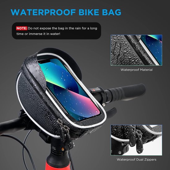 Fietstas - Fietstassen - LB-440 Fiets Mobiele Telefoonhouder - Waterdicht Fiets stuur Houder Geschikt voor telefoons onder 6.5 inch van Lifebee — afbeelding 2