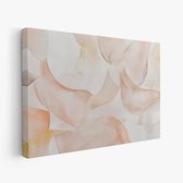 FineArtia - Rustige abstracte pastel kunst - Canvas Schilderij - 90 x 60 cm - Woonkamer Decoratie - Creme;Roze;Wit - Slaapkamer Schilderij - Wanddecoratie