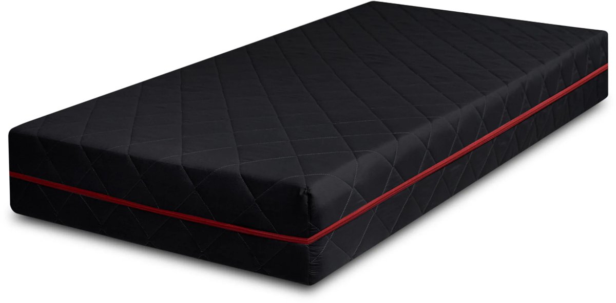 Pocketvering Matras 90x200 cm zwart 24cm hoog met kokos
