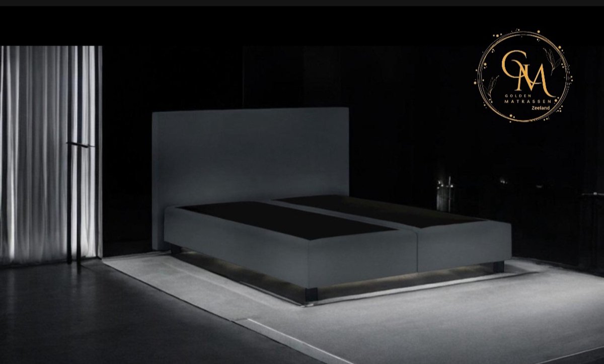 Boxspring SleepEase - 200x210 Zonder matras - Grijs Glad - Golden Matrassen Zeeland