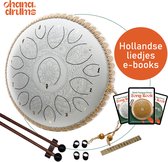 Ohana Drums® Tongue drum – Handpan – Bloesem Wit – 36 cm Ø – Klankschaal – 15 noten – Yoga Drum – Muziekinstrument voor kinderen - Chakra meditatie en ontspanning - Incl. Hollandse liedjes e-book