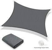 Retadou - Zonnezeil/schaduwdoek; rechthoekig; luchtdoorlatend; gemaakt van hogedichtheidspolyetheen (HDPE); met uv-bescherming; voor terras, balkon en tuin, 4x6m, grafietgrijs