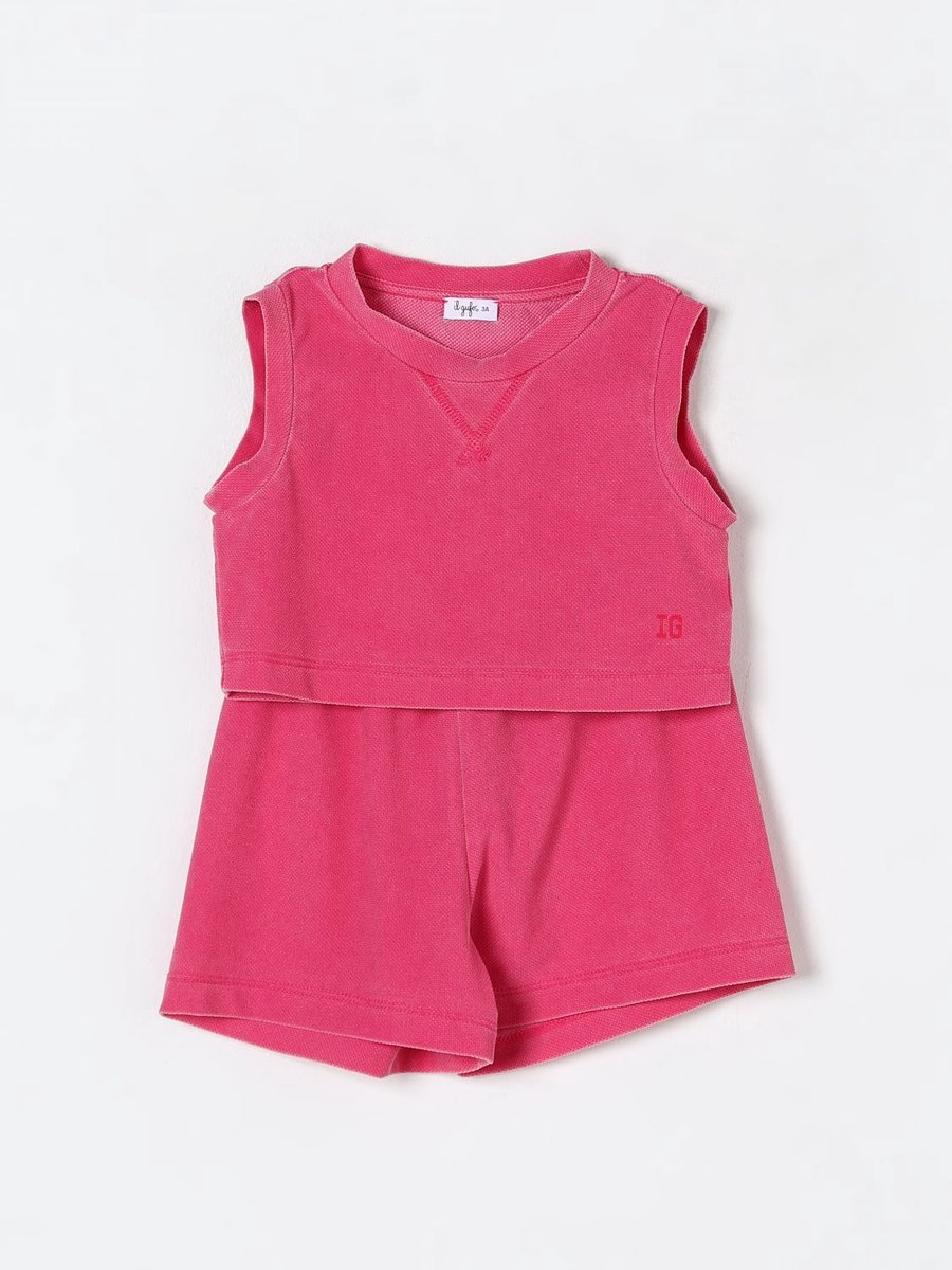 Girls Sleeveless Top Shorts Set Kids - Fuchsia Ropes Cords