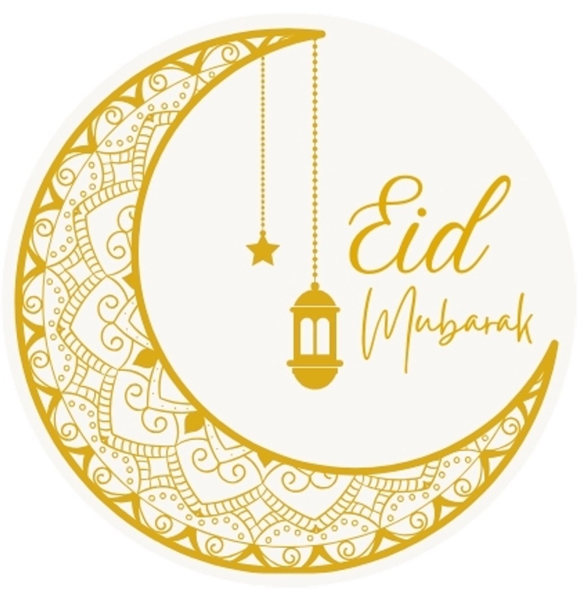 Stickers Eid Mubarak Lantaarn - Wit & Goud - 24 stuks