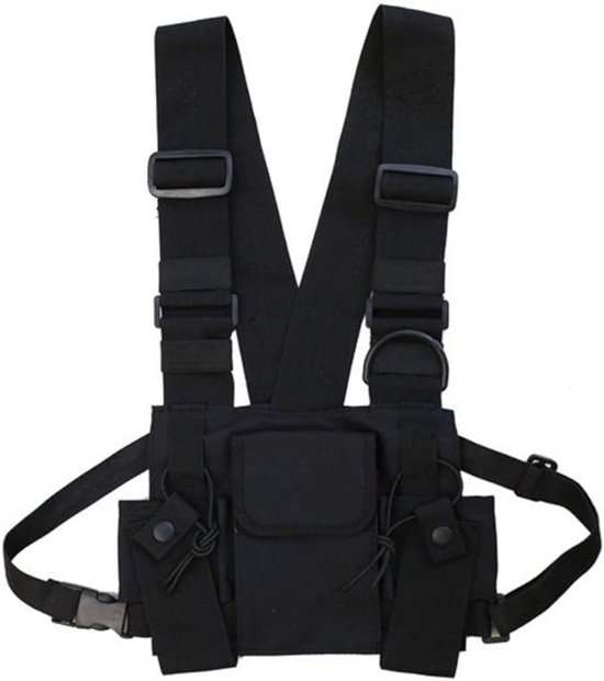 Sac de poitrine SNQ, sac de poitrine tactique, sac de poitrine radio/talkie-walkie, pour hommes, streetwear hip-hop, sac ceinture fonctionnel, harnais, sac de poitrine