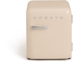 CREATE - Koelkast in retrostijl - Zand - Handvat Zilver - FRIDGE RETRO 48L