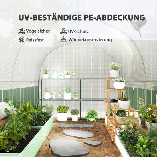 Outsunny kweekkas kas tomatenhuis koude kas 270x90x90 cm groen