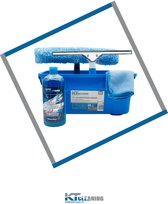 KT CLEANING - Essuie- Fenêtres - Set de Lessive de vitres avec seau - Lessive de Fenêtres - Raclette de vitres - Chiffons microfibres