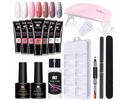 NAXSIR Nagelverlenging Gelset Compleet incl. 6W LED Nagellamp & Gereedschapsset | Romige Crème-Textuur | Sneldroogend | Langhoudend Glanzend Resultaat voor Thuis & Salon