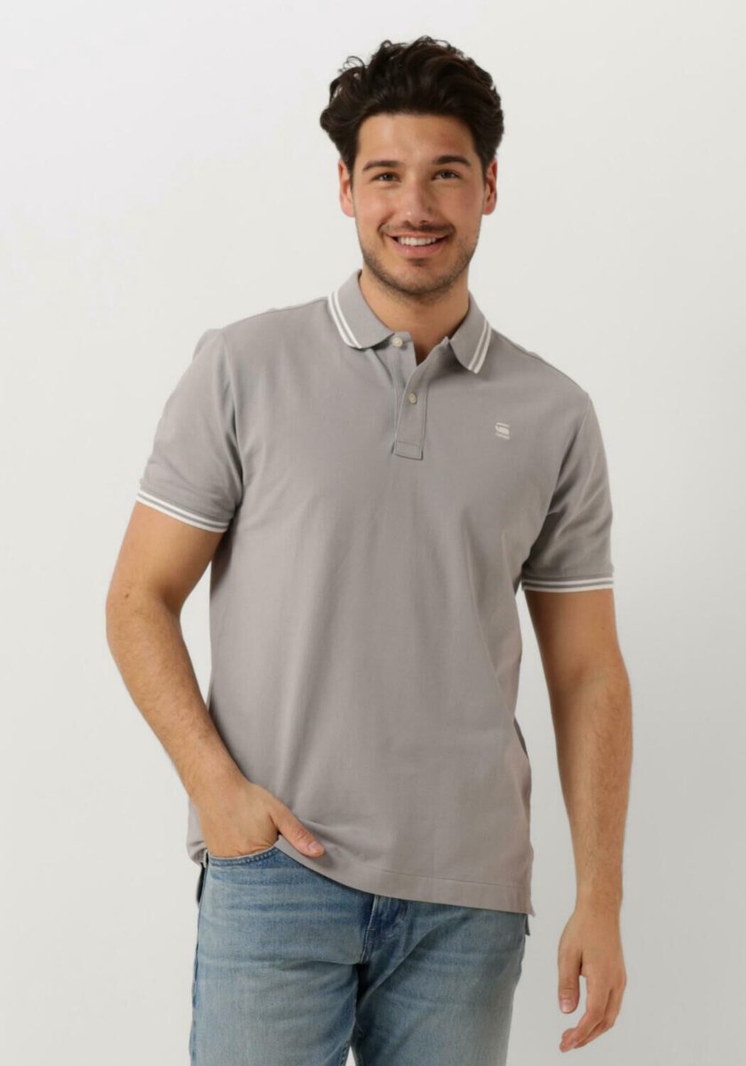 G-Star Raw Dunda Slim Stripe Polo S/s Polo’s & T-shirts Heren Polo shirt Lichtgrijs