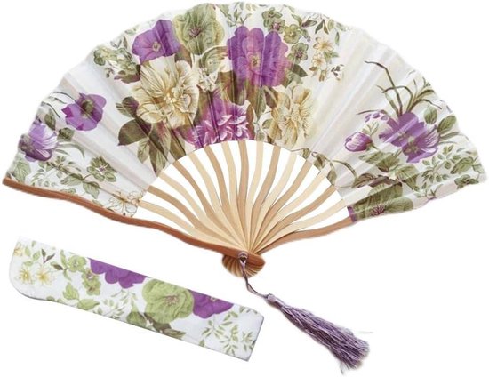 Vouwende veerwaaier Elegante opvouwbare waaier, volledig fluweel, kleurrijke witte verenwaaier, Chinese knoophandwaaier, meisjesdans, bruiloftsfeest(White