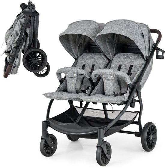 COSTWAY Kinderwagen faltbar mit umkehrbarem Sitz, Reisebuggy mit verstellbarer Rückenlehne, Griff, Sonnendach & Fußstütze, Babywagen Kinderbuggy mit
