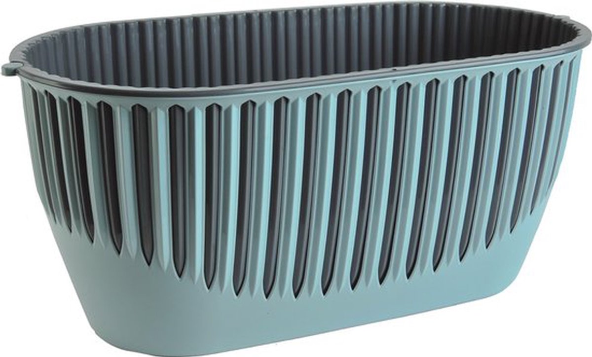 1+1 Piano bloembakken salie groen Serinova met waterafvoer balkonbakken 32cm