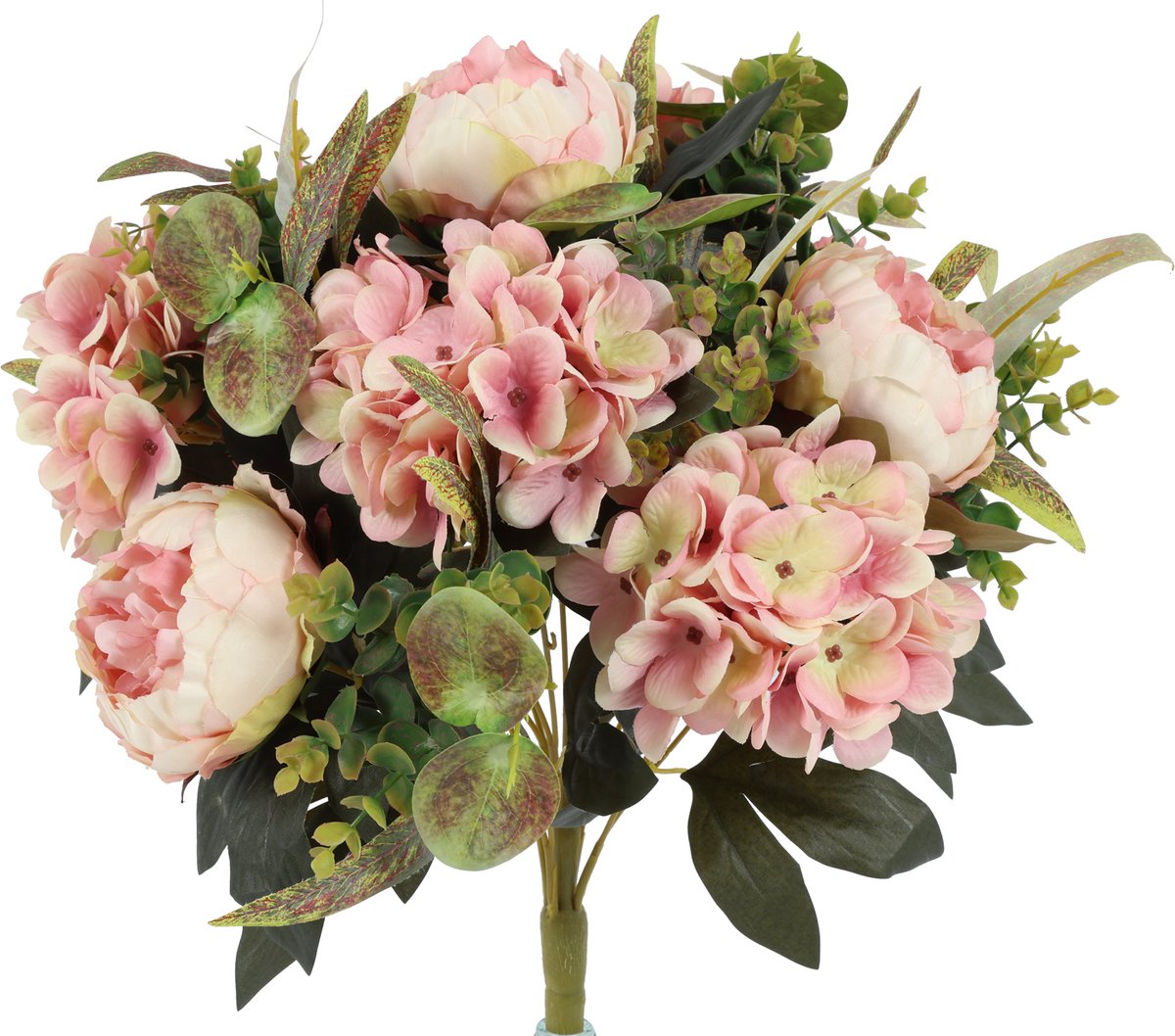 Countryfield Kunstboeket Hortensia & Pioen 53 cm – Licht Roze – Kunstbloemen