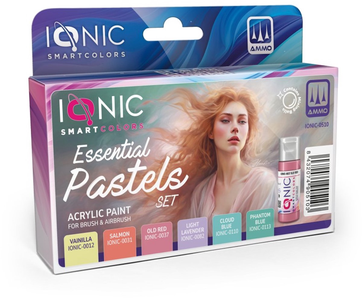 AMMO by Mig Jimenez Hobbyverf Acrylverf - MIG IO0510 Ionic Smart Colors - Essentiële Pastel Kleurenset - Acryl Set 6x20ml Verf set - 6x 20 ml