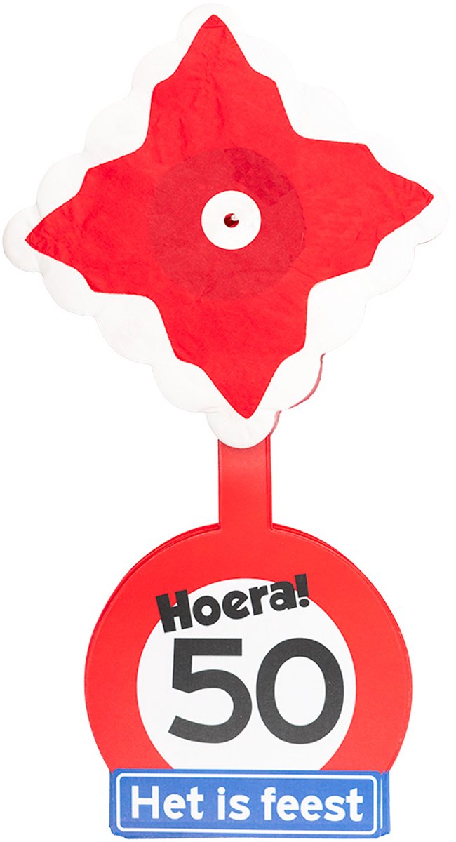 Slinger | Hoera! 50 Het is feest | rood | 4 meter lang | rond