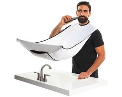 Baardschort | Scheerschort | Baard Verzorging | Baard Accessoires | Beard Cape | Haar Opvangen Tijdens Scheren | Met Zuignappen | 75 x 110 CM I Wit