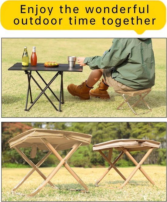 Kruk-Opvouwbare kruk - Opvouwbare kampeerkruk - Kleine draagbare stoel - Draagbare mini-vouwstoel - Lichtgewicht opvouwbare viskruk - Draagbare kampeerstoel- geschikt voor tuin, strand, wandelen, picknick (kaki) van Merkloos — afbeelding 5