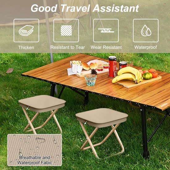Kruk-Opvouwbare kruk - Opvouwbare kampeerkruk - Kleine draagbare stoel - Draagbare mini-vouwstoel - Lichtgewicht opvouwbare viskruk - Draagbare kampeerstoel- geschikt voor tuin, strand, wandelen, picknick (kaki) van Merkloos — afbeelding 3