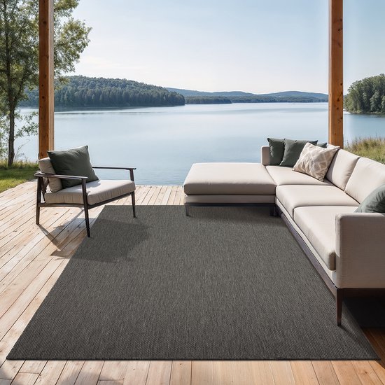 the carpet Mistra – robuust buitentapijt, modern & weerbestendig, voor balkon, terras, keuken of serre, antraciet, 240 x 340 cm