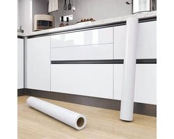 Zelfklevende Keukensticker - 0.6m x 5m - Wit - Waterdicht & Oliebestendig - DIY op Maat te Knippen - Herbruikbaar & Geen Lijmresten - Voor Keuken, Kast & Werkblad