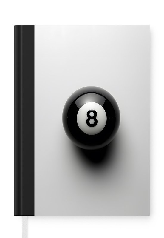 Notitieboek - Schrijfboek - Biljartbal - Getal - Acht - Wit - Notitieboekje klein - A5 formaat - Schrijfblok