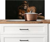 Spatscherm keuken 90x45 cm - Kookplaat achterwand Bril - Leeuw - Bank - Hoed - Muurbeschermer - Spatwand fornuis - Hoogwaardig aluminium