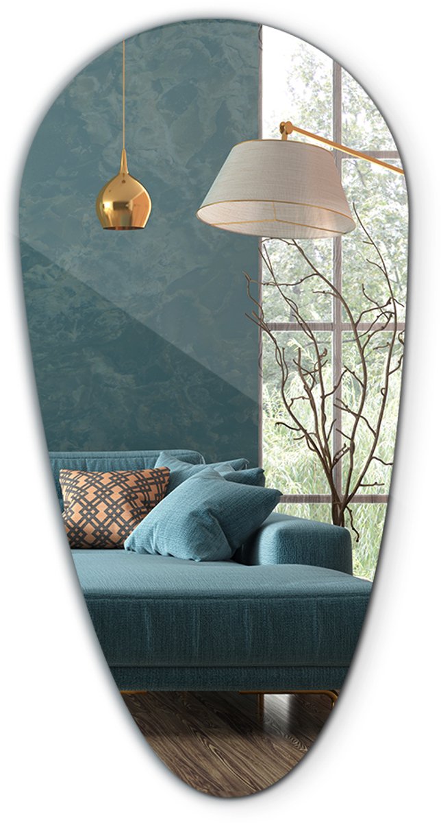 Tulup Spiegel - Spiegel in Druppelvorm asymmetrische - 50 cm x 100 cm - Organisch Gevormde spiegel - Inloopkastspiegel – Badkamerspiegel - Stijlvolle spiegel - Scandinavisch Design - Minimalistische Wandspiegel