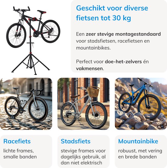 ACAZA Fiets Montagestandaard - Fietslift - Fietsenstandaard - Uitschuifbaar 101-171 cm - Zwart - Fietsstaander - Fiets Ophangsysteem - Fietshanger - Montagestandaard Fiets van Merkloos — afbeelding 5