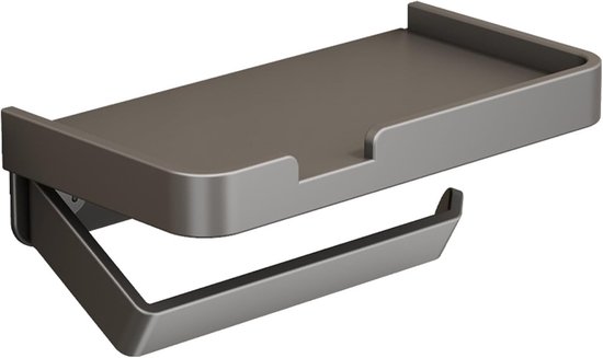 1Hive Toiletpapierhouder, zonder boren, direct te gebruiken, wc-rolhouder, zelfklevend of schroefmontage met plank, wc-rolhouder, toiletpapierhouder, luxe voor opslag (zilver