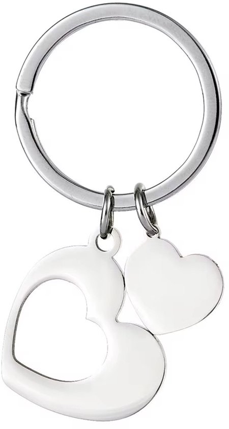 Porte-clés cœur en acier inoxydable Consumerce® – Hartjes -clés cœur – Porte-clés couple cœur – Bagues Adultes – Voiture – Geluk – Couples