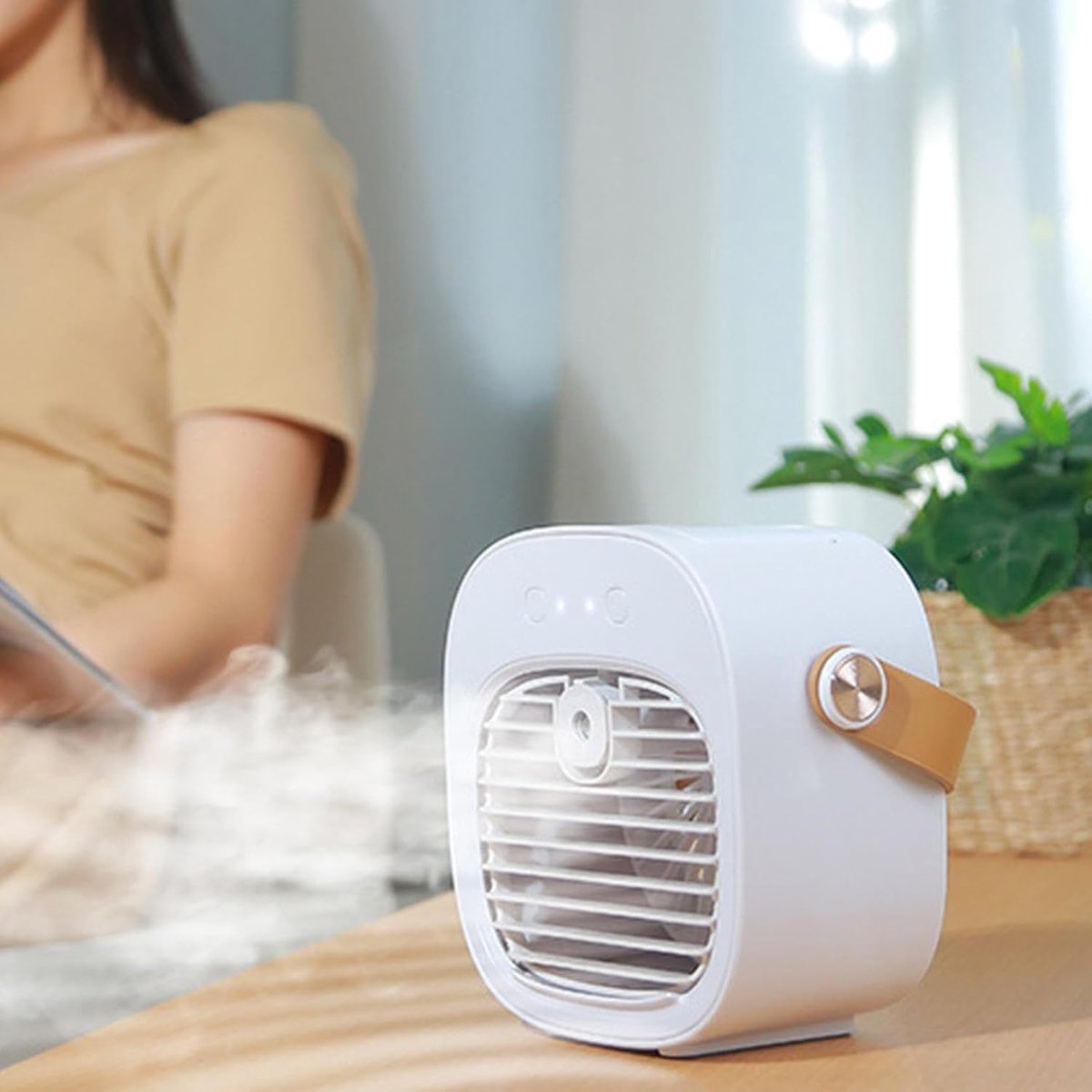 Mobiele Airco - Mini Aircooler - Mini Aircooler met Water Type-C - Koelventilator - Tafelventilator - Luchtkoeler - Bureau Ventilator - Ventilator - 3 windsnelheden - Airco Alternatief - 128ML - 4000 mAh - Voor kamperen, tent, auto, kamer, thuis – foto 8