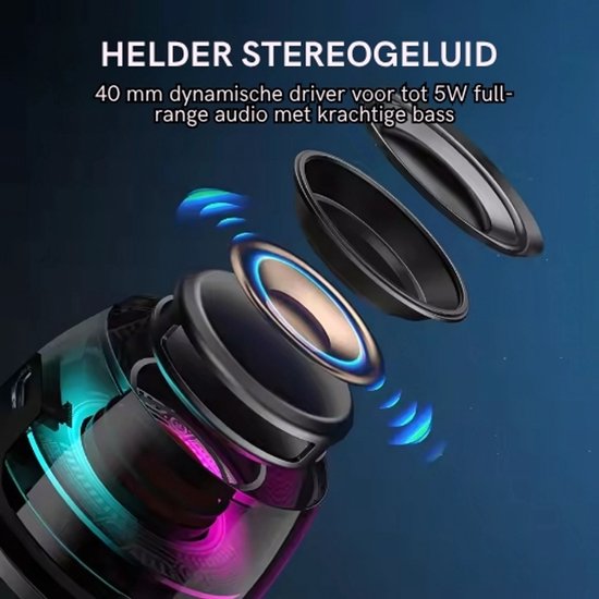 Mini Audio Systeem BW200 – Draagbare Bluetooth Speaker – RGB-verlichting - Magnetische achterkant – Bluetooth 5.4 — afbeelding 2