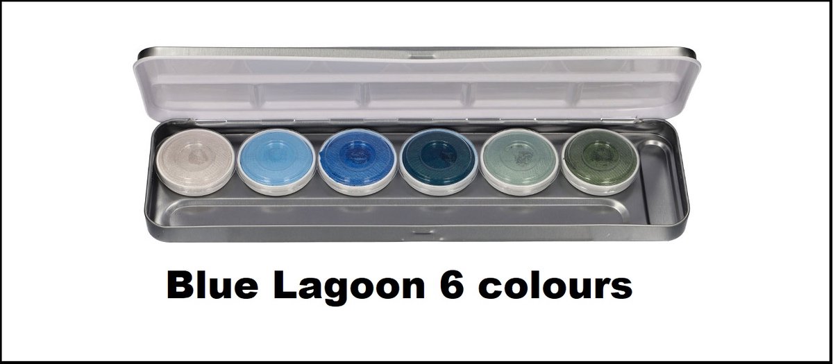 Superstar Blue Lagoon Aqua Face- and Bodypaint palette 6 kleuren - Schmink pallet