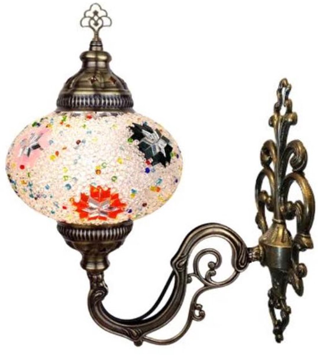 Turkse wandlamp - handgemaakt mozaïek - sfeerverlichting - 1 stuk - warme kleuren en romantische uitstraling