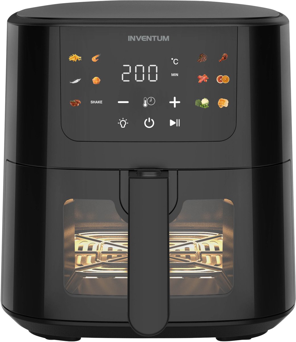 Inventum Airfryer GF502HLDB 5L met 11 programma's, kijkvenster, 70-200°C, PFAS-vrije antiaanbaklaag, zwart - Afbeelding 4