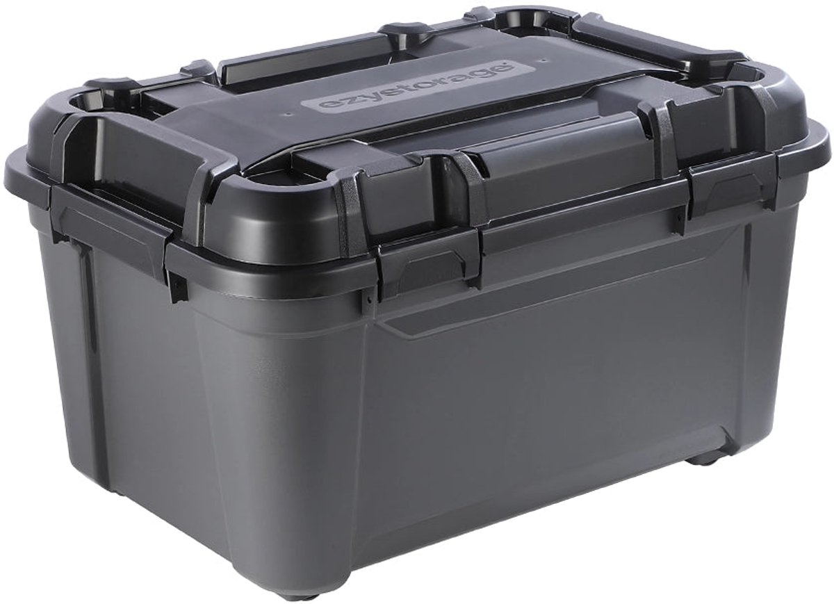 Ezystorage Opbergbox Bunker Met Deksel En Wieltjes Zwart 80l