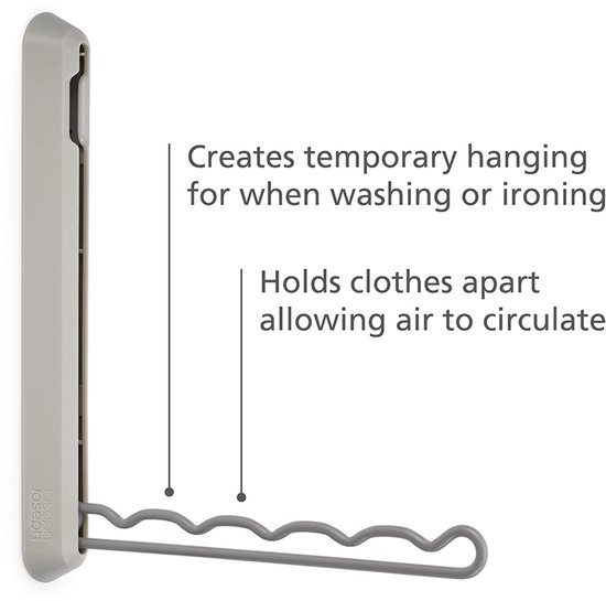 Joseph Joseph - Porte-manteau mural Orderly pliable - Acier au carbone - Crème